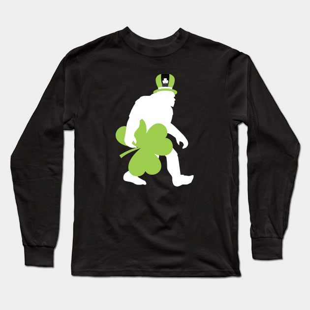 Bigfoot Irish Shamrock Long Sleeve T-Shirt by crackstudiodsgn